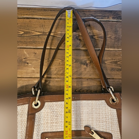 Ralph Lauren Woven Straw Beige Tote Bag Classic Preppy Hangbag - Picture 15 of 15